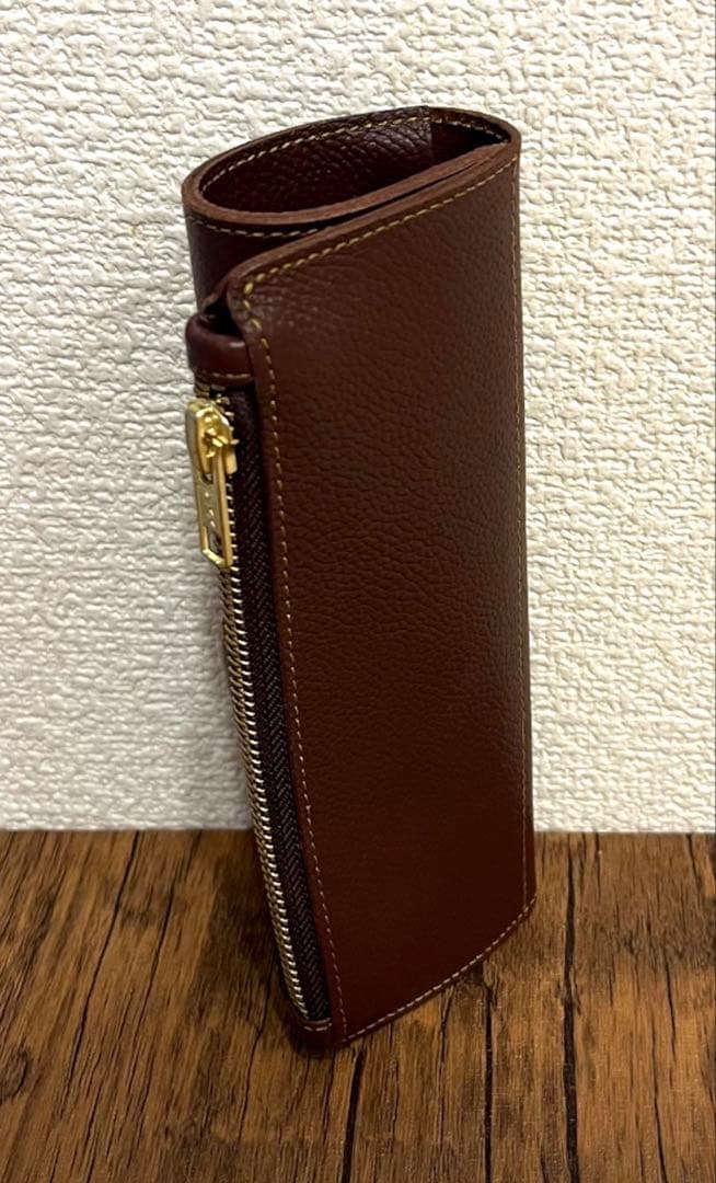 バハギア ロールペンケース ファスナー付 ダークブラウン