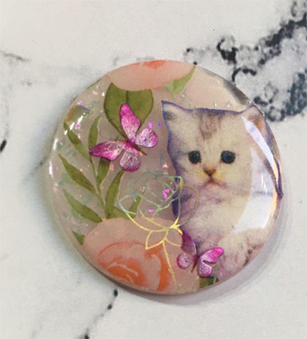 レジンヘアゴム、ピンクバタフライ猫ちゃん・再販不可
