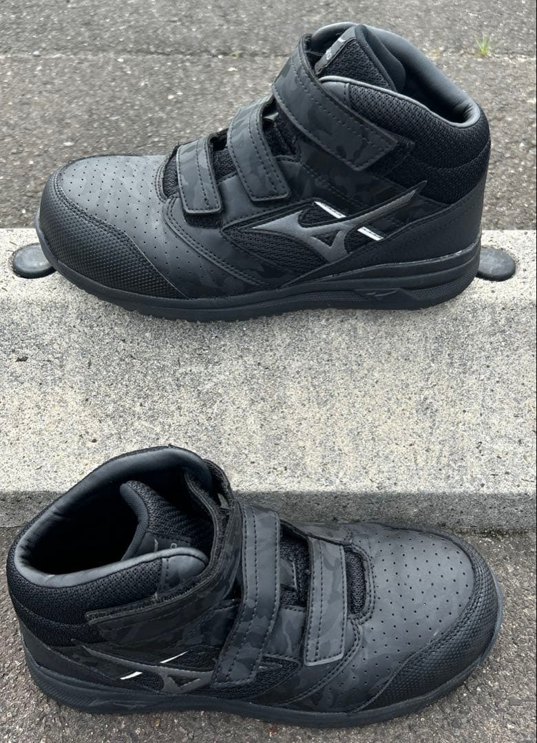 Mizuno 迷彩柄 ブラック安全靴　25㎝