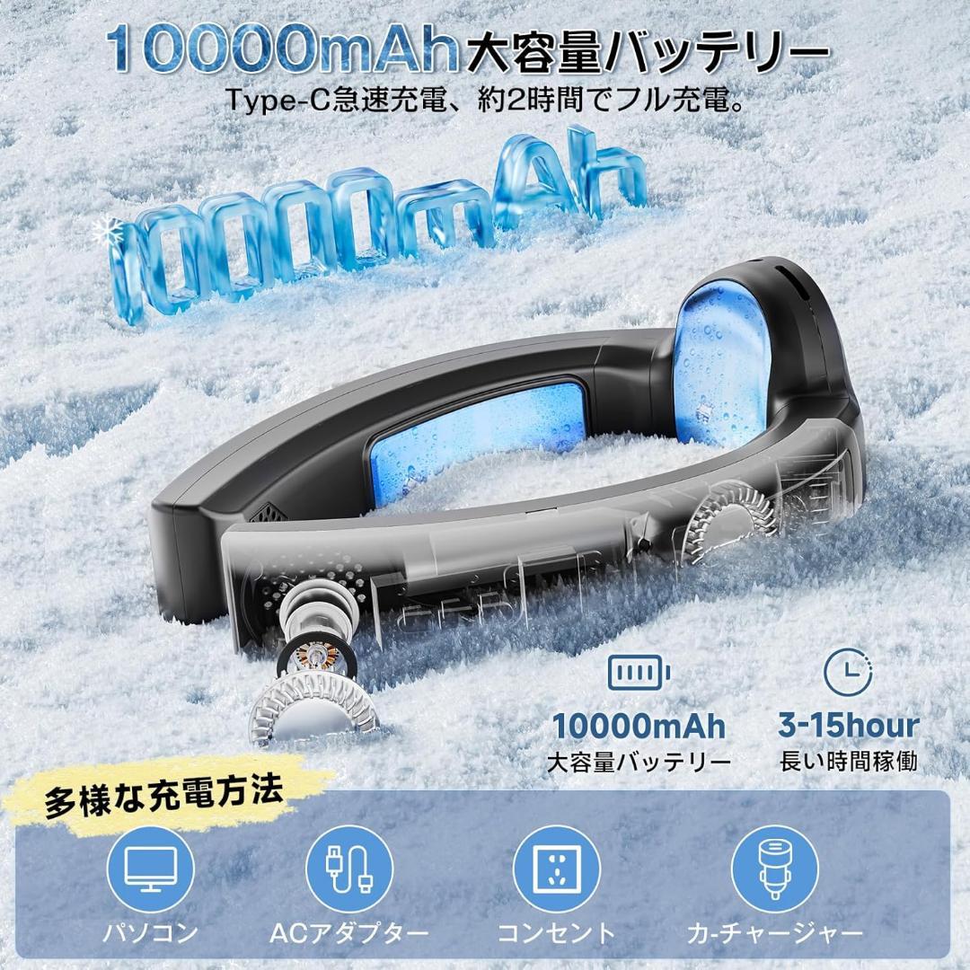 ネッククーラー 首掛け扇風機 冷却プレート 【2025年夏新型·大風量&