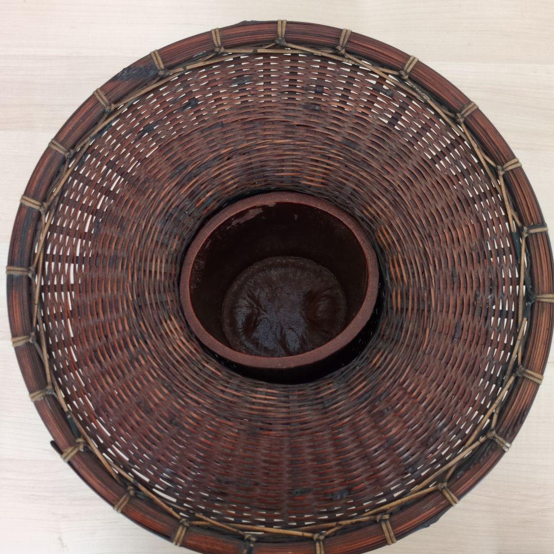 竹製 壺型　花器　華道　茶道　レトロ