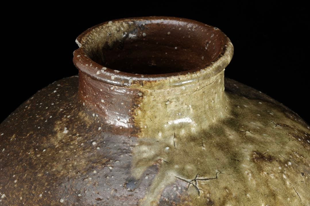 Y*F様 古陶 大壺 高さ37cm 6.2kg 自然釉 流釉 飾壺 民藝 古美術