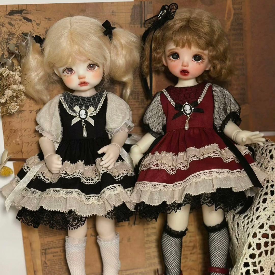 1/6 ドール用 アウトフィット ブラック お茶会ワンピース BJD 幼SD