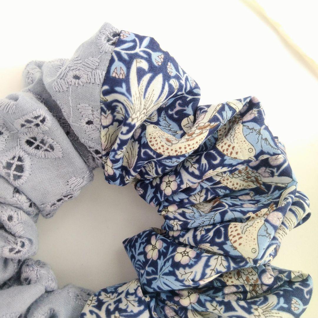 ストロベリーシーフのシュシュ☆リバティ☆鳥☆苺☆レース☆シンプル☆liberty