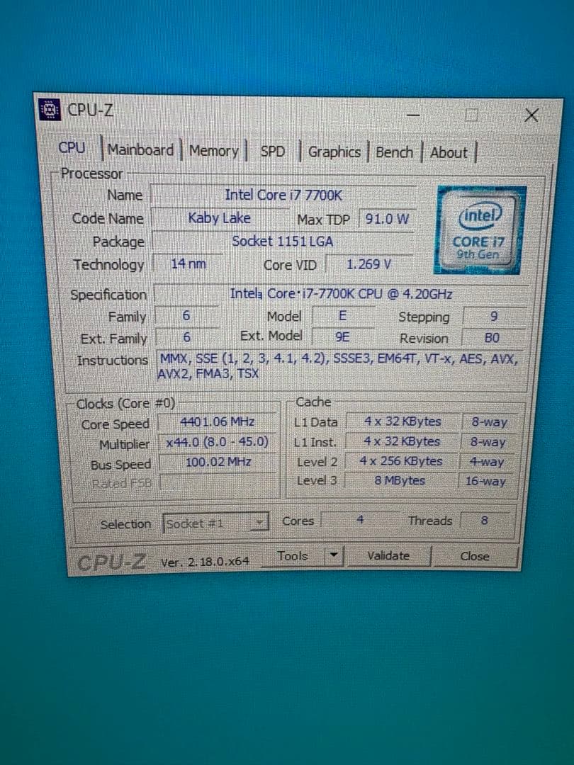 CPU Intel Core i7-7700K CPU 4.2GHz