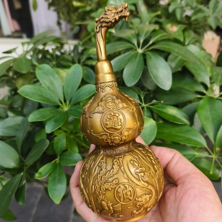 銅器 龍鳳葫芦 風水 開運 八方来財 客間 玄関 装飾品 工芸品 置物