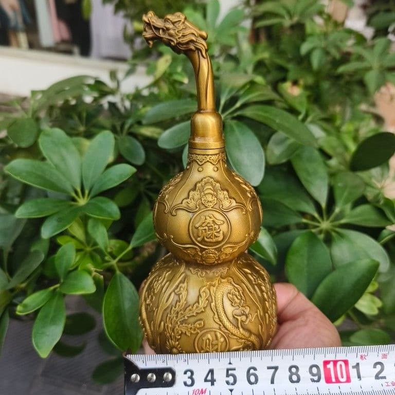 銅器 龍鳳葫芦 風水 開運 八方来財 客間 玄関 装飾品 工芸品 置物
