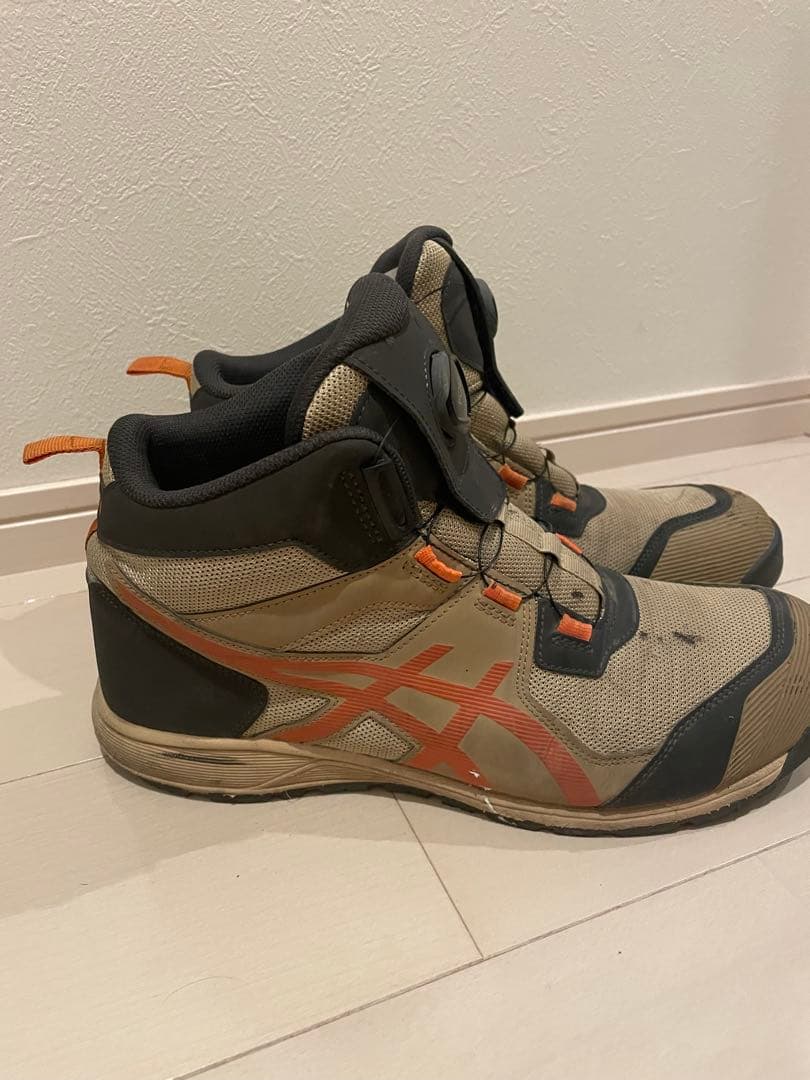 ASICS ダイヤル式安全靴 ベージュ/オレンジ