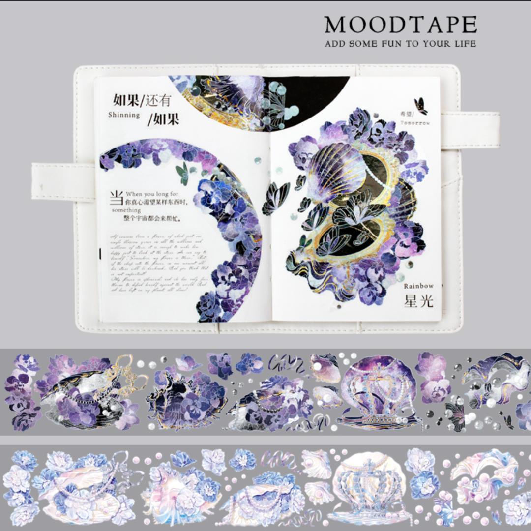 【2巻セット】海外マステ キラキラ貝殻 夜/昼 MOODTAPE PETテープ