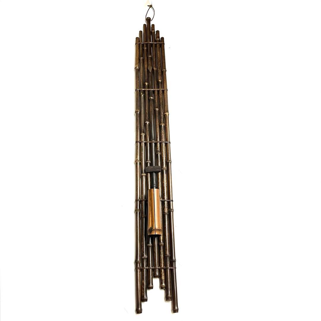 希少・時代物■黒竹　垂撥（すいはつ）7本組・掛け花器・茶道具・竹工芸・インテリア