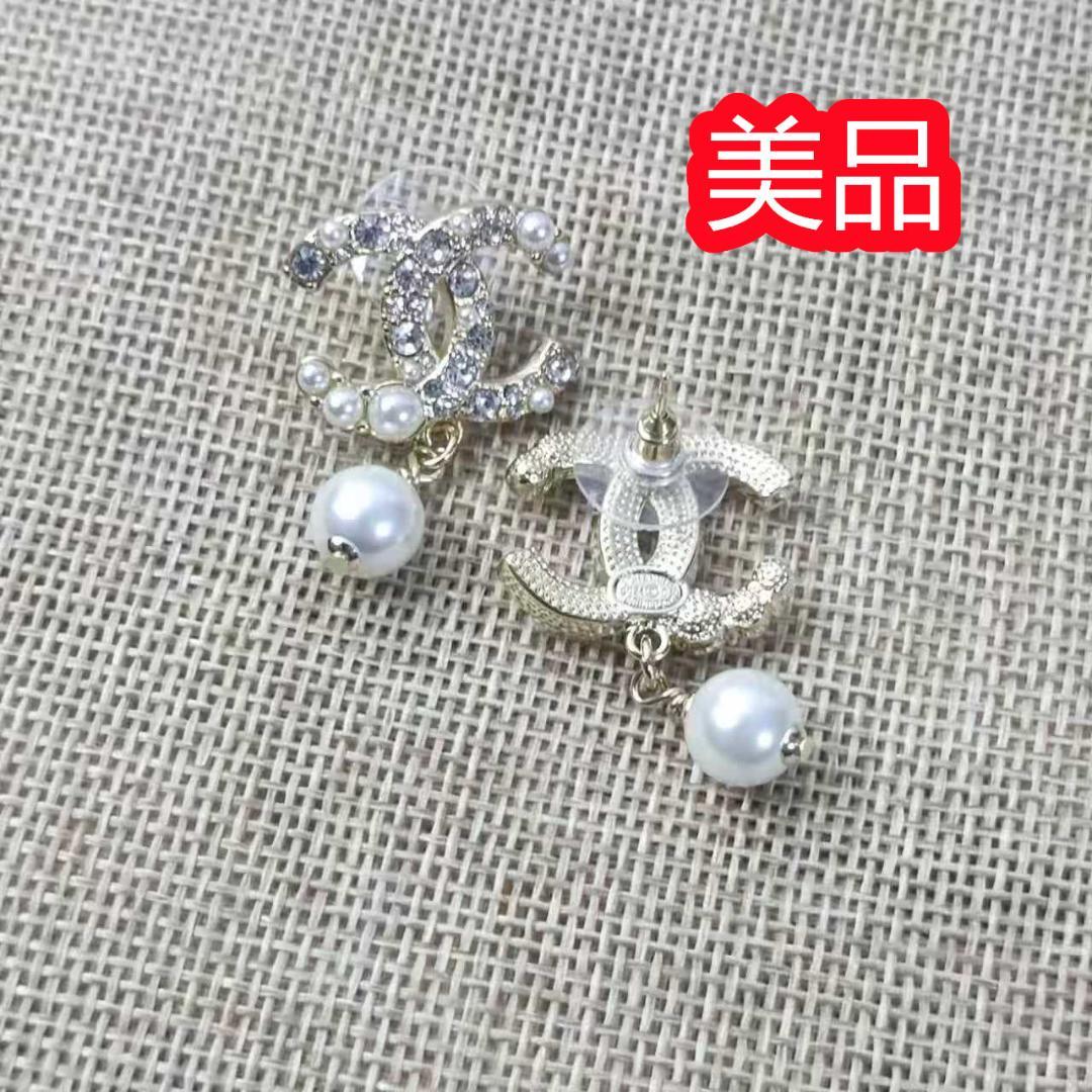 シャネル ピアス ココマーク ラインストーン パール