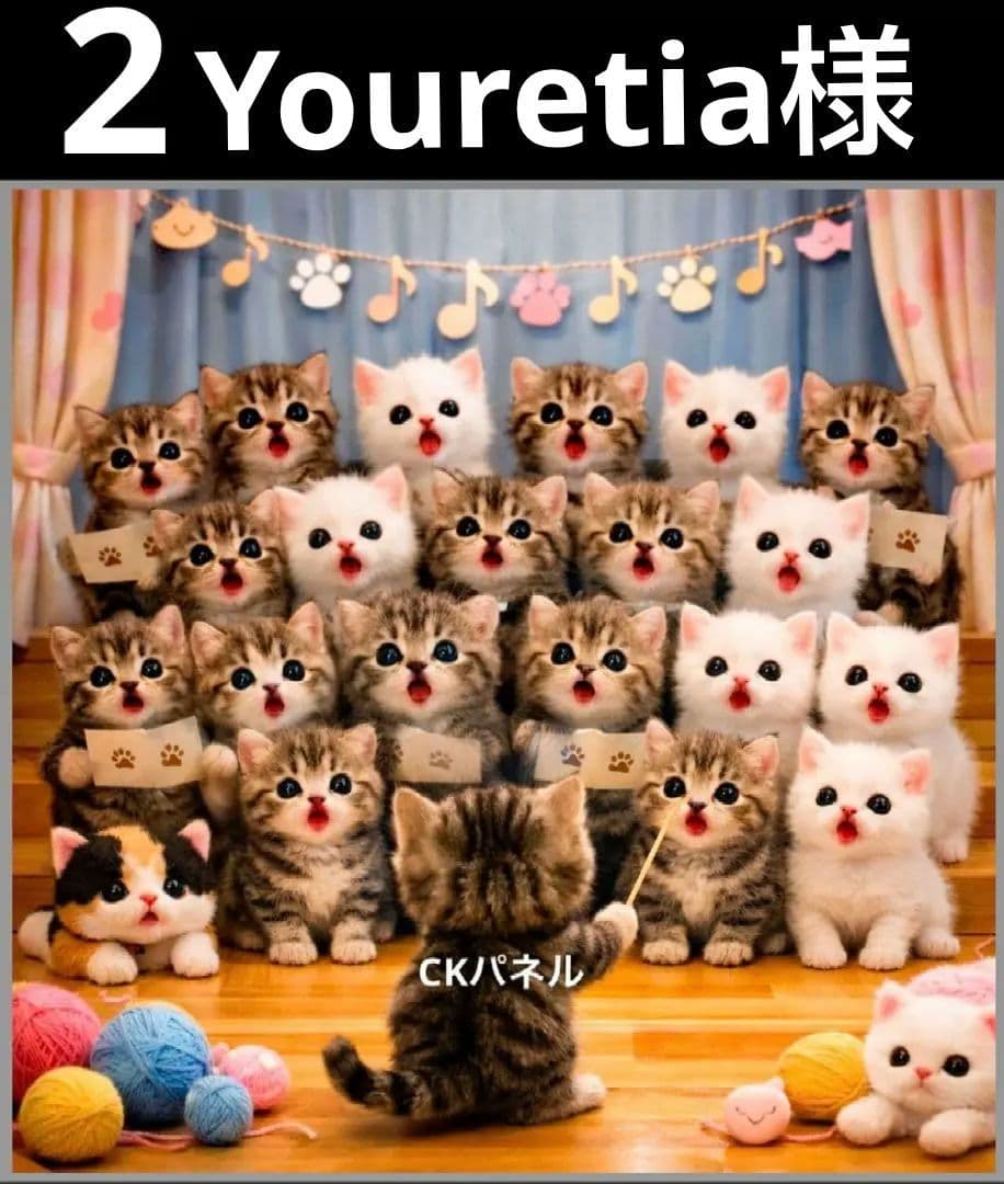 オーダーページ　ハンカチ　394 合唱ねこちゃん柄　ハンドメイド2/22