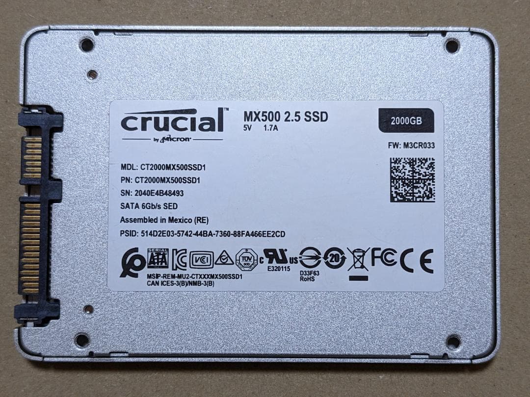 内蔵型SSD crucial MX500 2.5 SSD 2000GB (2TB)