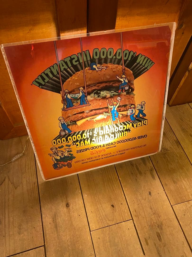 レア！1981年　マクドナルド　店舗用　サイン　ディスプレイ　ライトアップ看板