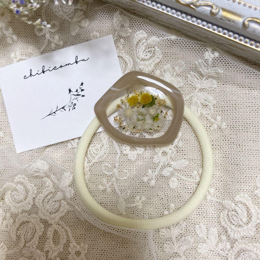 ハンドメイド　レジン　お花　ヘアゴム　ポニーフック　ブローチ　no.155