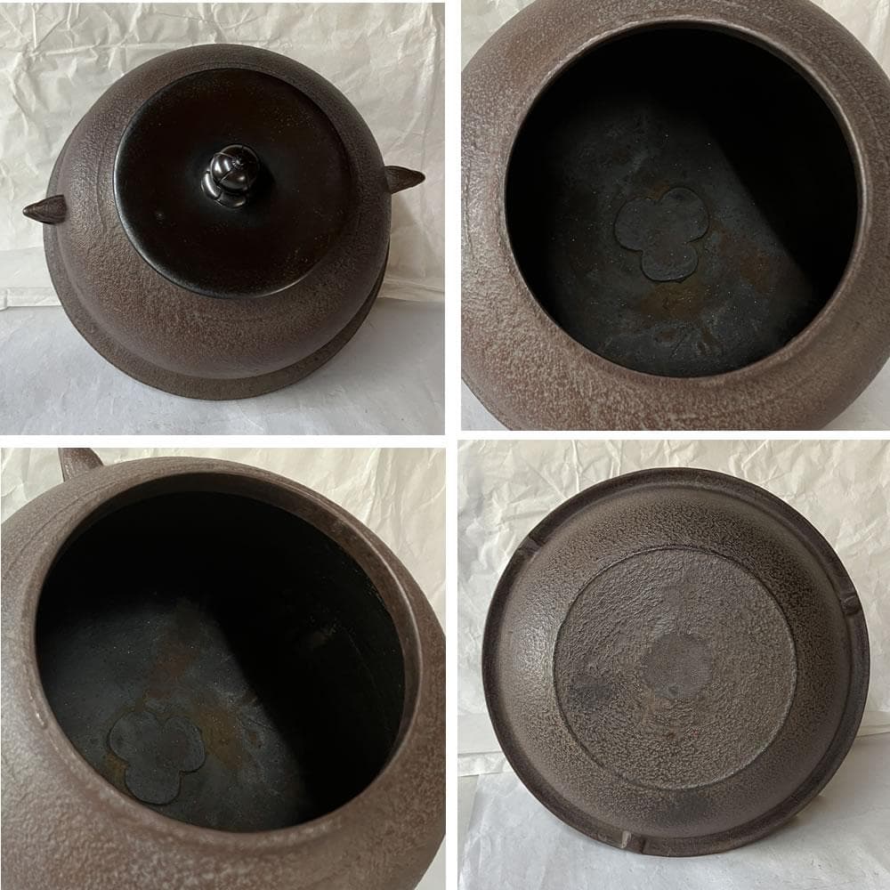 e3160 高橋敬典 工房 唐銅朝鮮風炉 真形釜添 共箱 茶釜 風炉 茶道具