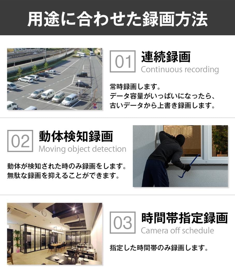 IP防犯カメラ 400万画素 夜間フルカラー屋外 家庭用 ネットワークカメラ W