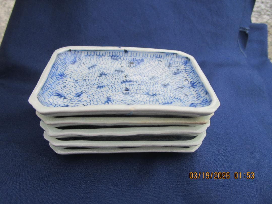 古伊万里　長方形　豆皿　珍品　 江戸期保証　5枚セット　1枚小傷あり