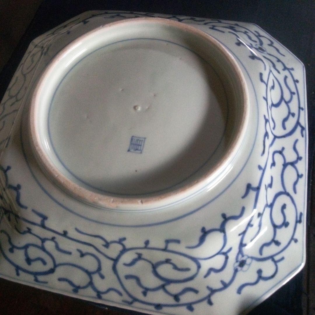 古伊万里 染付芭蕉文 八角皿 １客