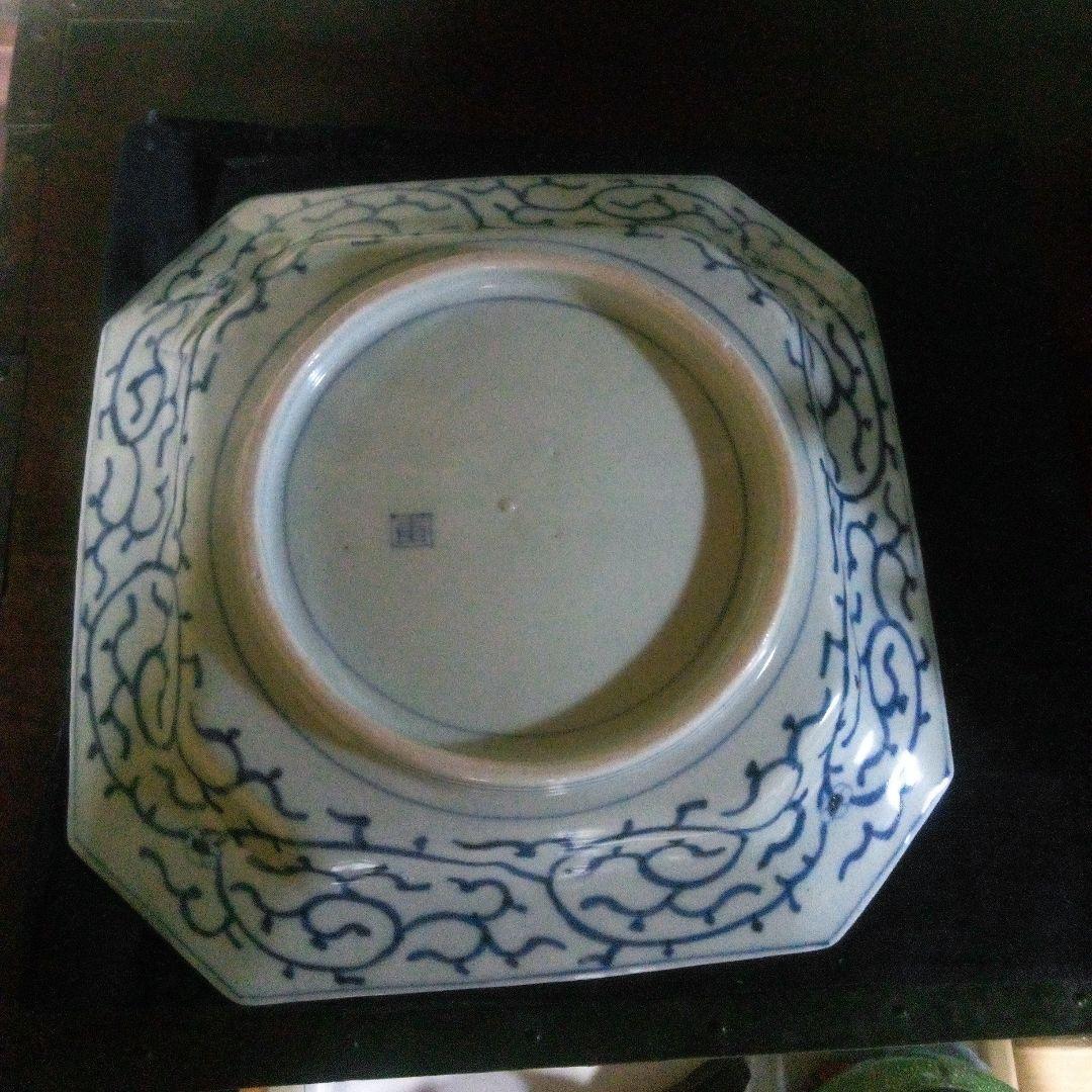 古伊万里 染付芭蕉文 八角皿 １客