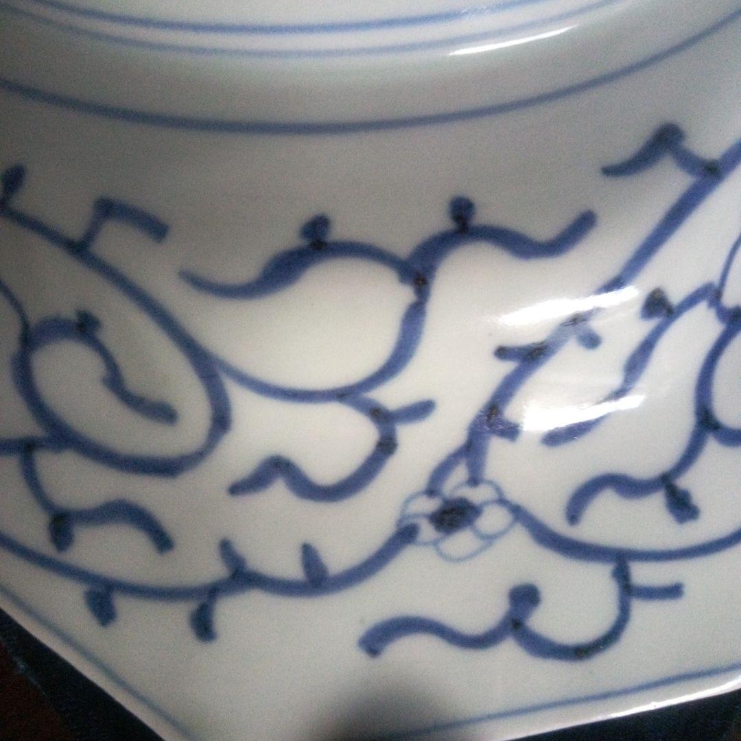 古伊万里 染付芭蕉文 八角皿 １客