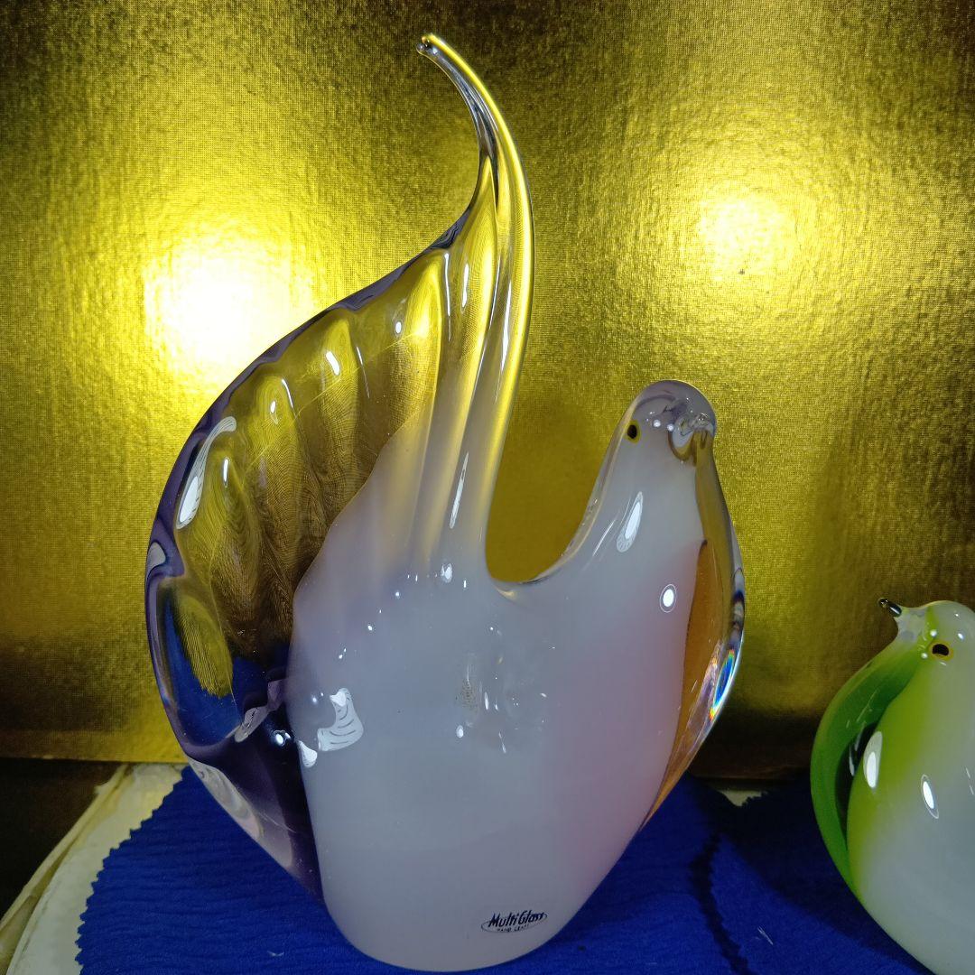 Murano ガラス 鳩 彫刻 2点セット