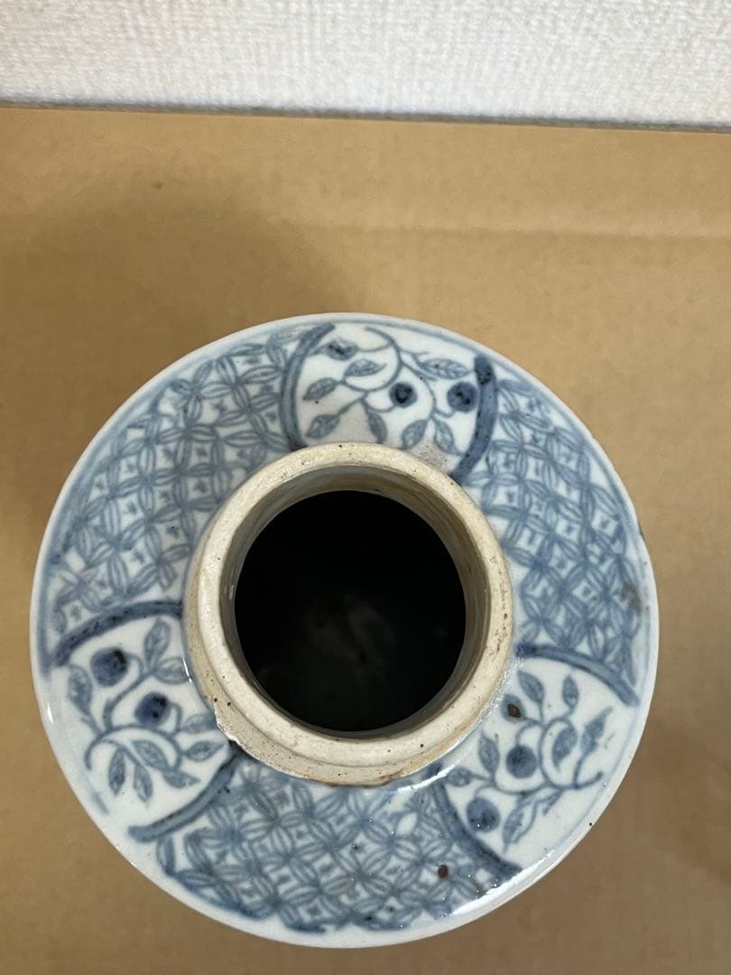 中国古美術 清朝期 染付 花入 茶入時代物