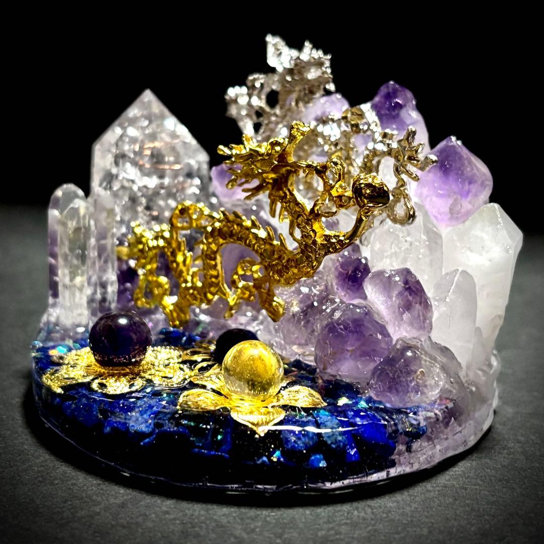 ✨龍の舞✨水中花✨オルゴナイト✨オブジェ✨ラピスラズリ✨アメジスト✨水晶✨