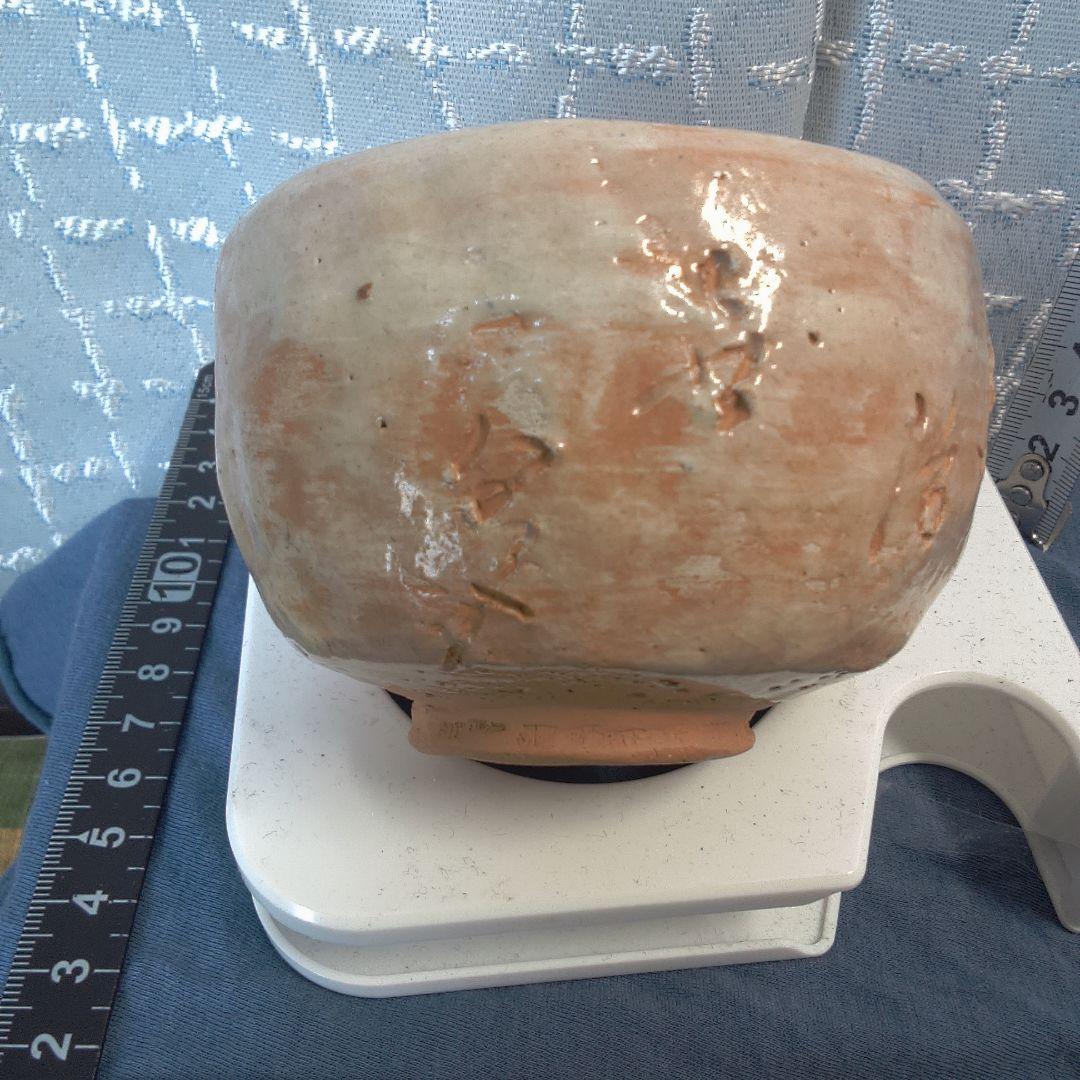 楽焼？ 萩焼？ 骨董 手彫りの土色陶器茶碗