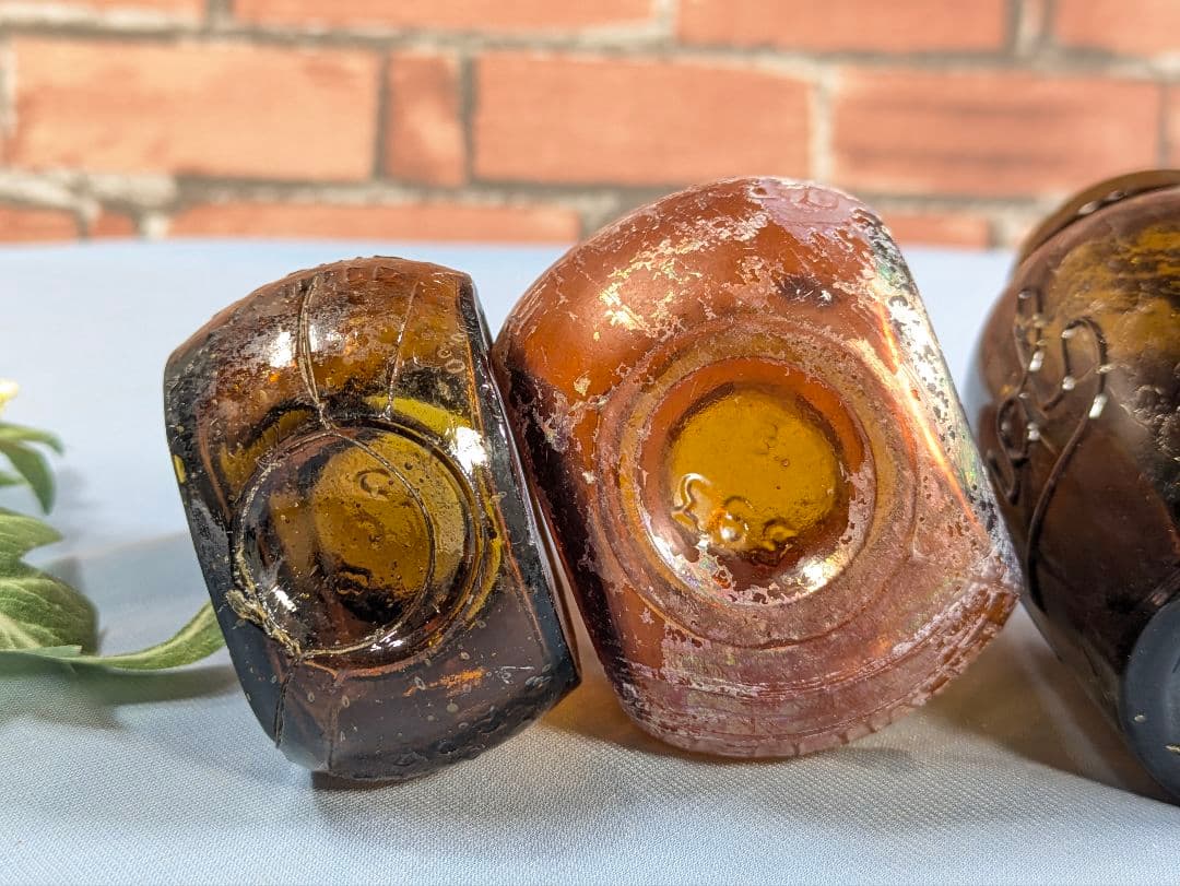 イギリスアンティークガラスボトル3本セットBOVRIL Virol レア