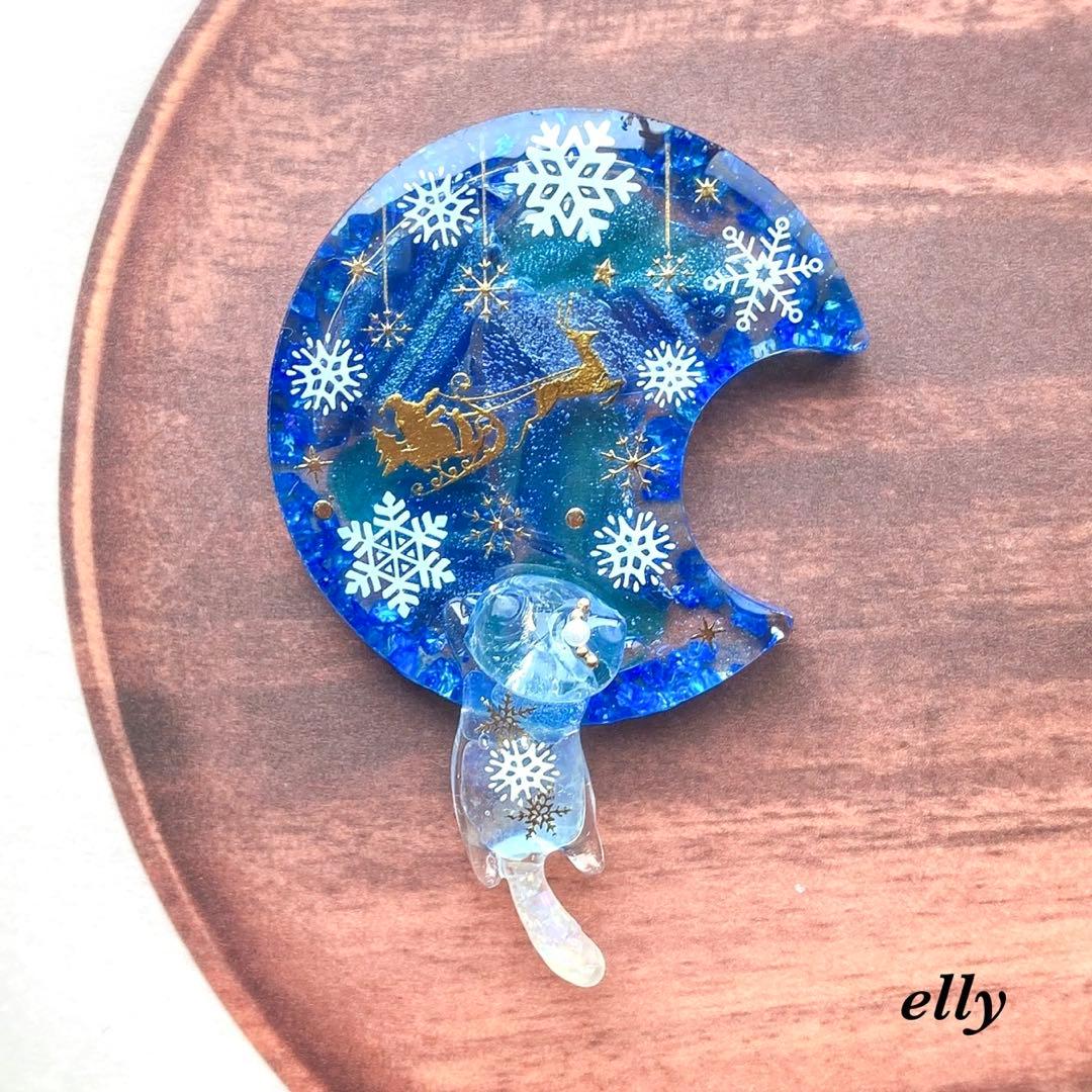【hana様】天然石　ルチルクォーツ　雪の結晶　じゃれ猫　レジン　チャーム