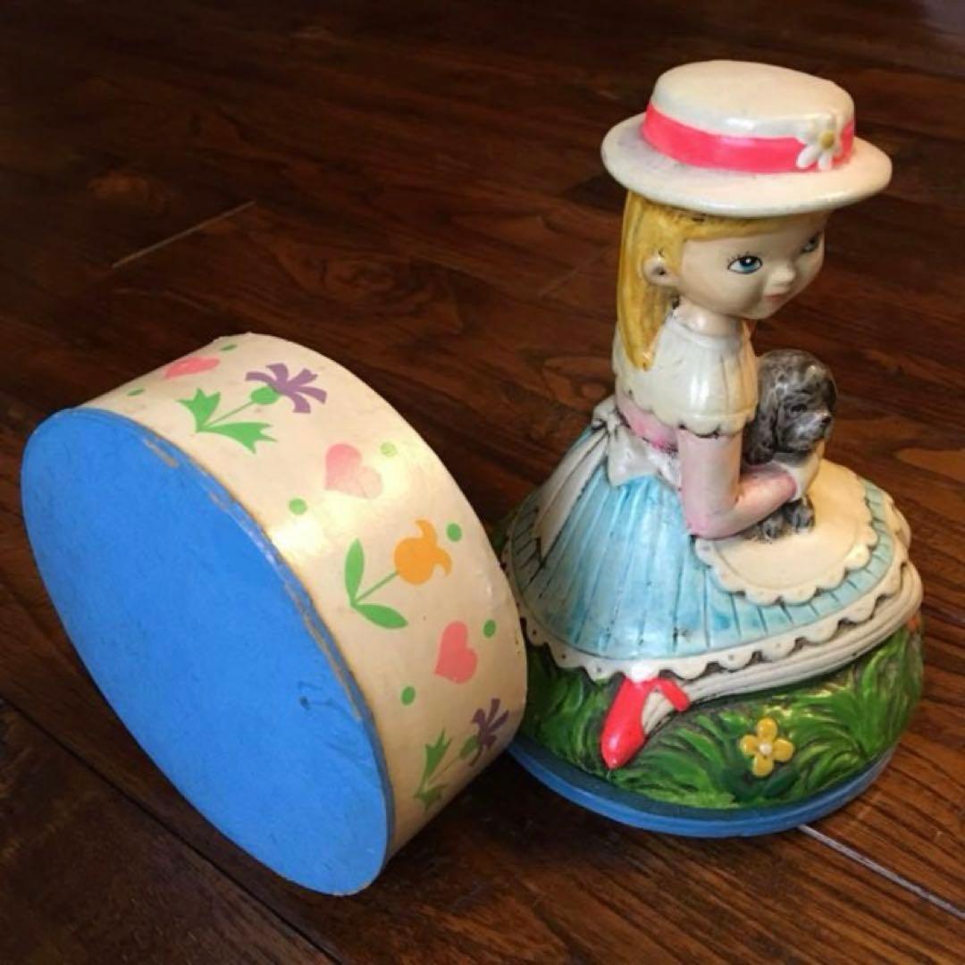 希少 60s 70s 小物入れ付き 回転オルゴール 乙女の祈り♪アンティーク雑貨