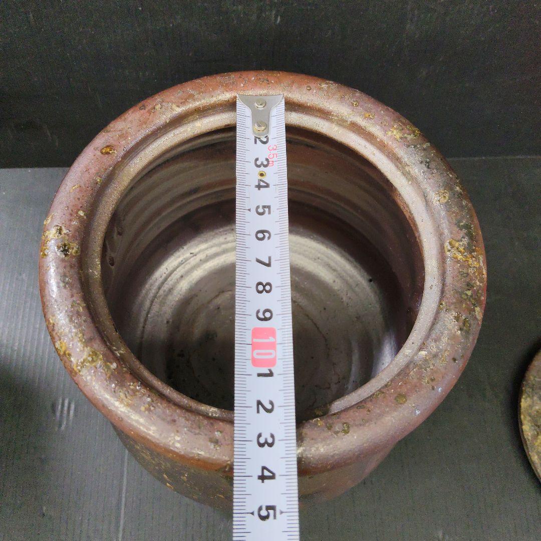 丹波焼 丹山窯 森本丹山造 焼締 水指 煎茶道具 茶道具 共箱　109