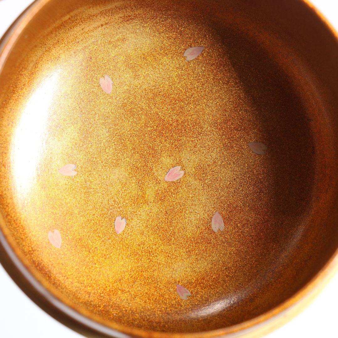 玉井信作 桜蒔絵 平棗 内金梨子地 薄茶器 茶道具 共箱　1063