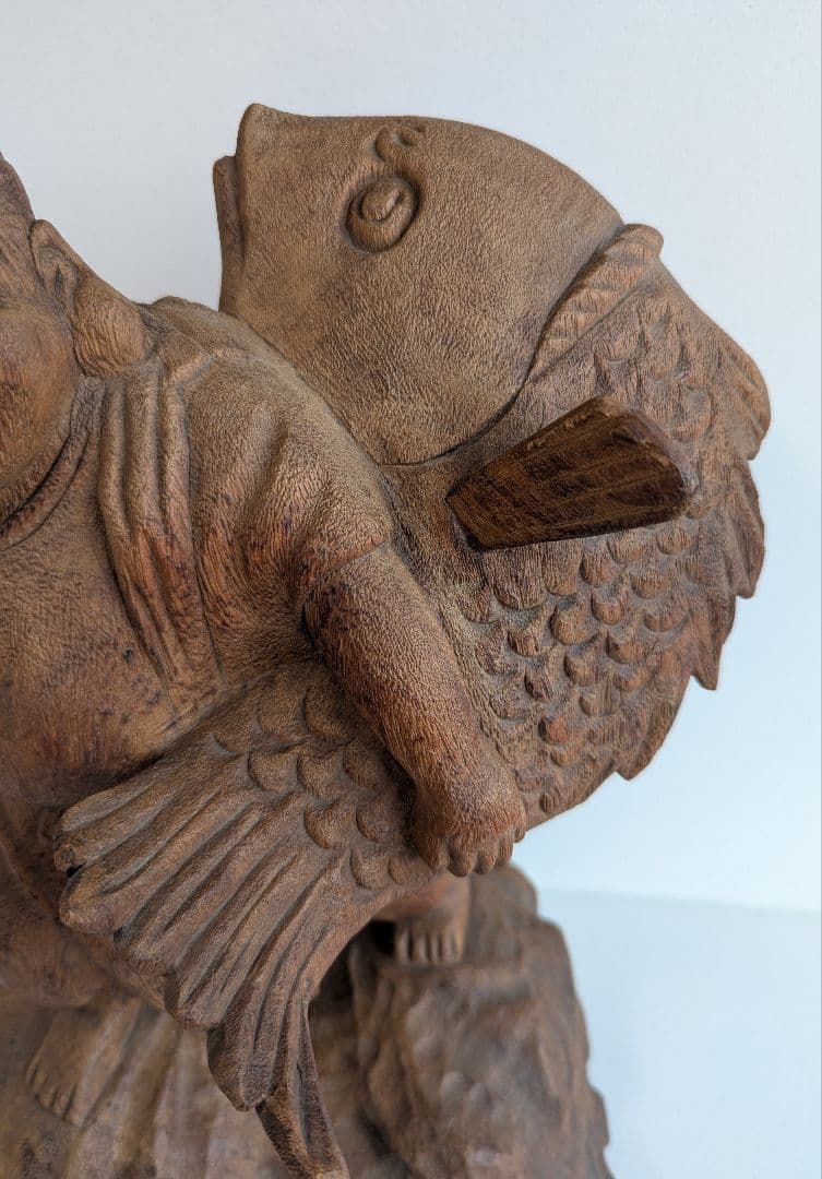木彫り 恵比寿像 鯛抱え 七福神 40cm 木彫彫刻 民芸品