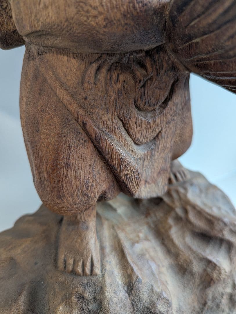 木彫り 恵比寿像 鯛抱え 七福神 40cm 木彫彫刻 民芸品
