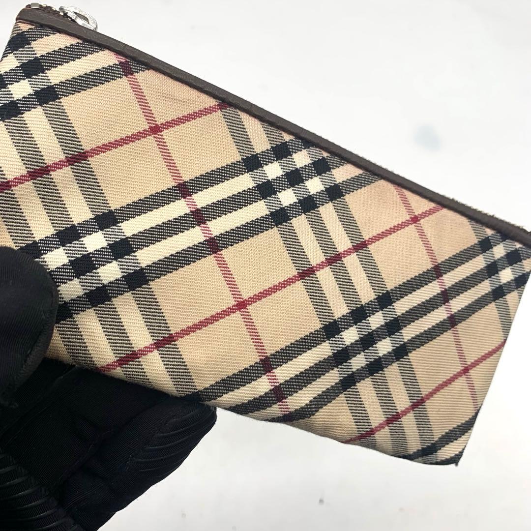 箱付き 美品 バーバリー ノバチェック ペンケース ミニポーチキャンバス