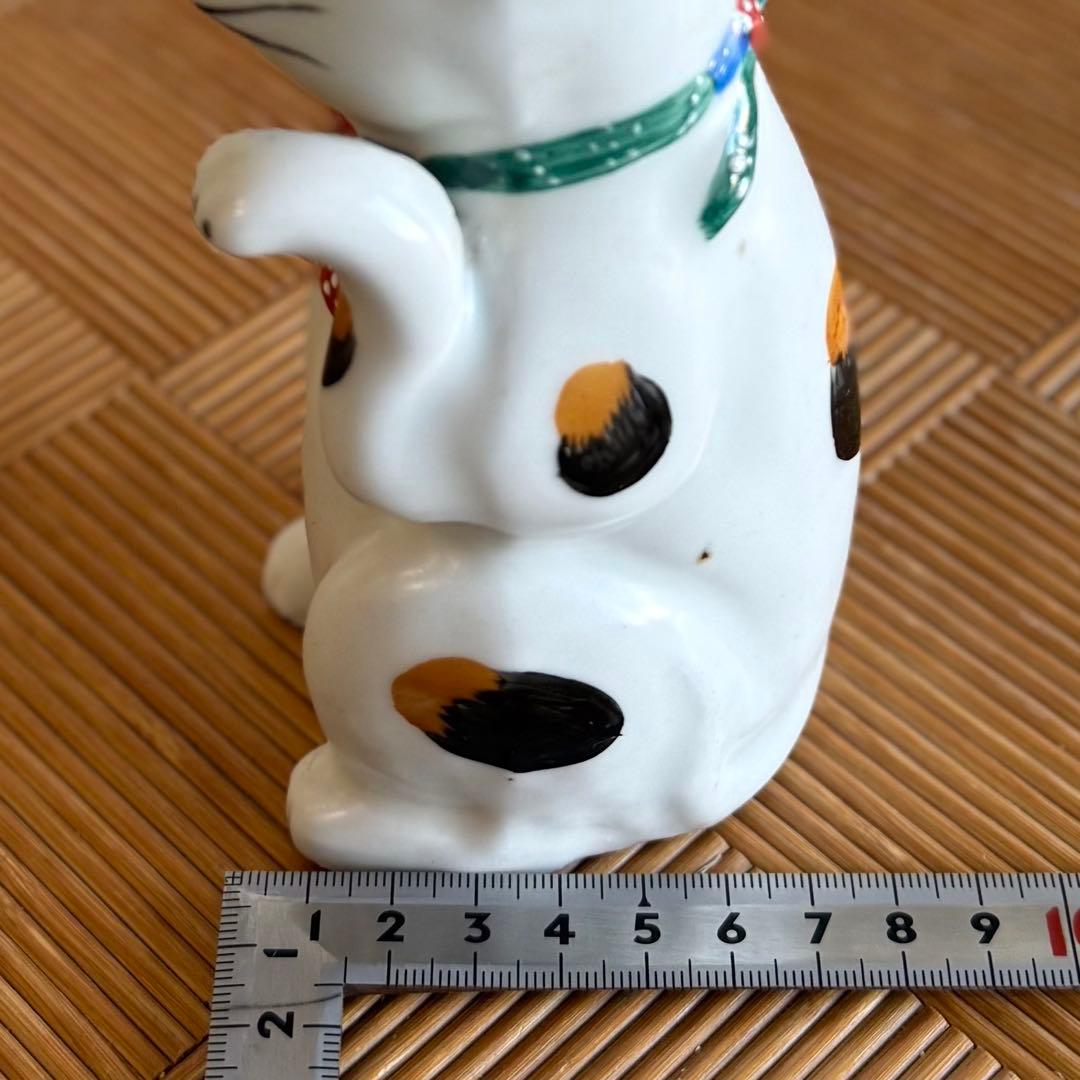 SNT1622 瀬戸焼 招き猫 縁起物 商売繁盛 陶器 置物 アンティーク 時代