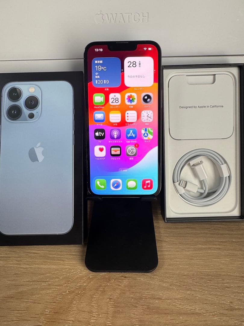 iPhone 13 Pro 256GB ブルー純正BT99%、純正液晶
