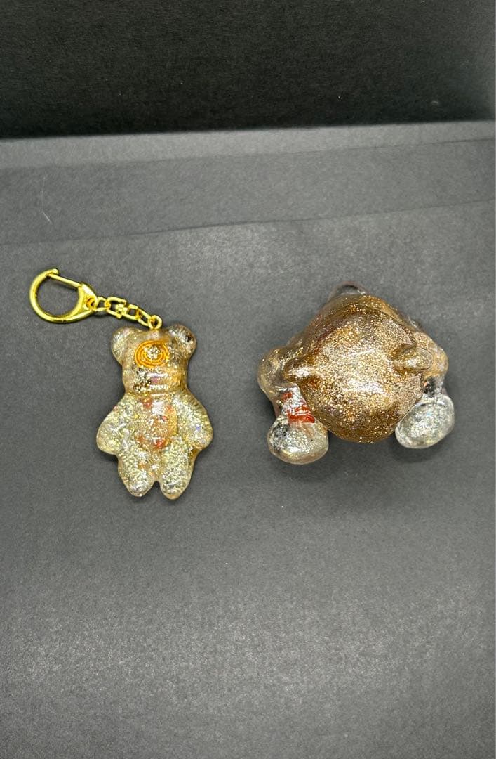 オルゴナイト2個セット クマ 白蛇の抜け殻入り 金運 開運 魔除け 家内安全