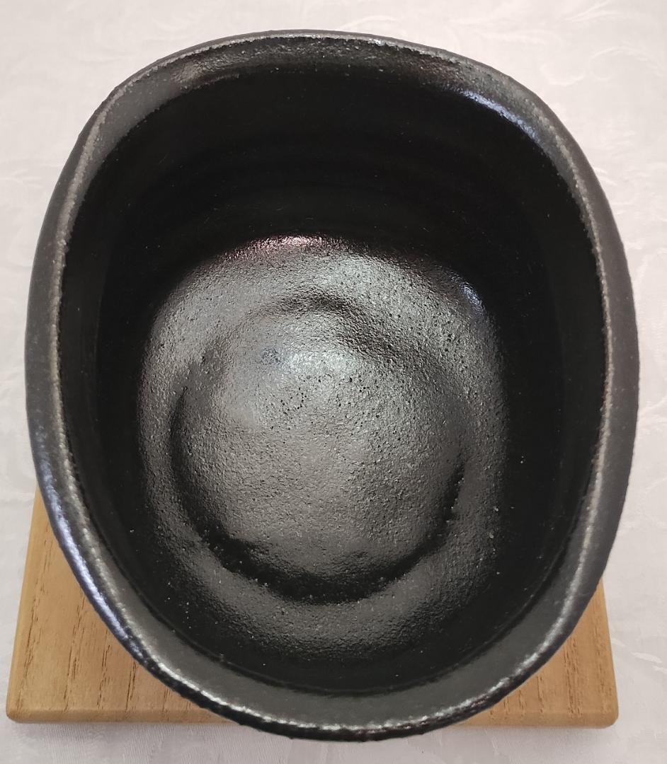 干支　丁丑　牛車彫　黒織部写　茶碗　八代　吉向　十三軒