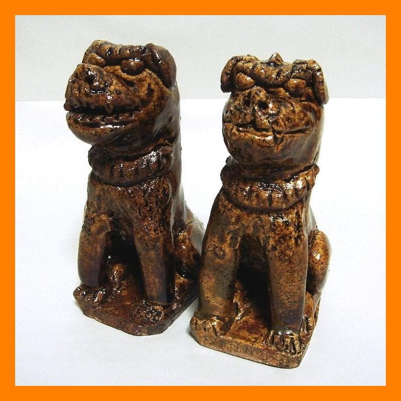 915『狛犬 獅子 阿吽一対』　/骨董品 古美術 アンティーク 古玩