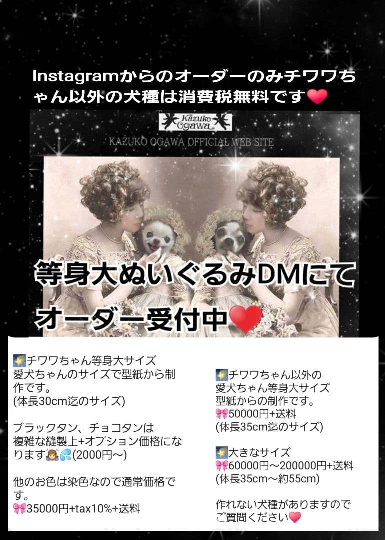 ミナポポページ♥️チワワ　等身大　ぬいぐるみ　オーダー　体重　カズコオガワ