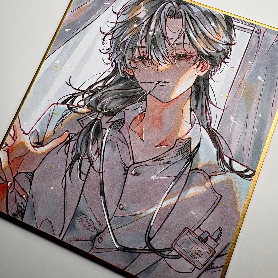 一点物 オリジナル 色紙 手描きイラスト アナログ 男の子 創作 原画 コピック
