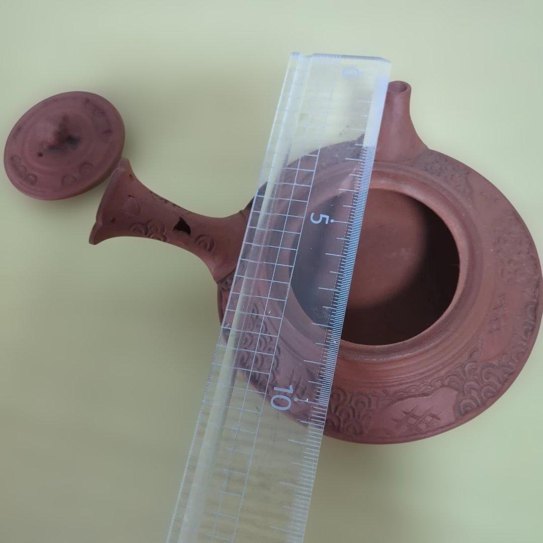 犬の置物付き陶器ティーポット　急須　茶道具