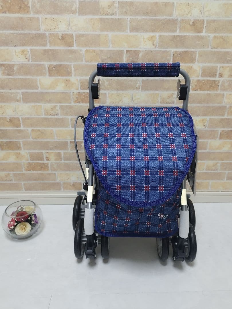 値引き可能✨️島製作所　RWC 二筋格子ブルー柄　新品未使用　シルバーカー