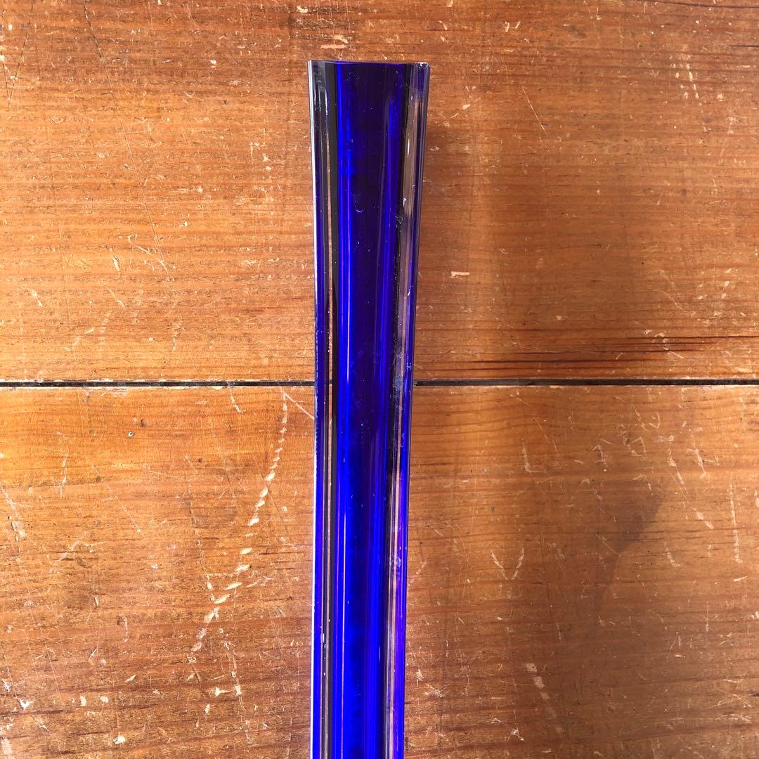 ガラス 花瓶 一輪挿し オブジェ 青 イタリア？ ベネチアングラス？ ムラーノ？