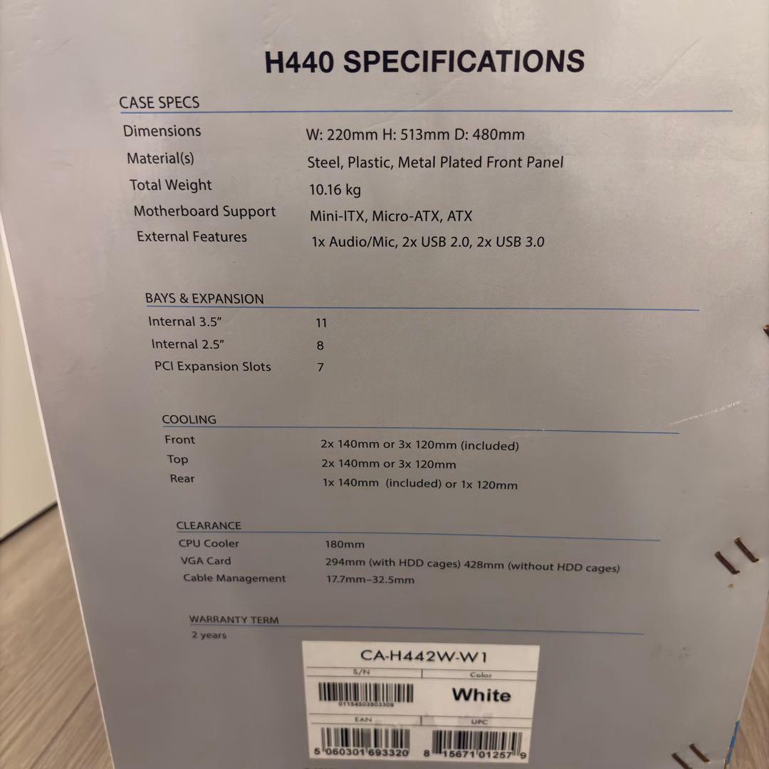 [新品]ミドルタワー PCケース NZXT H440 ホワイト