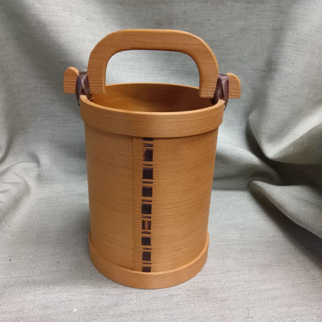 博多曲物　玉樹作　手付桶型一輪挿し　花器