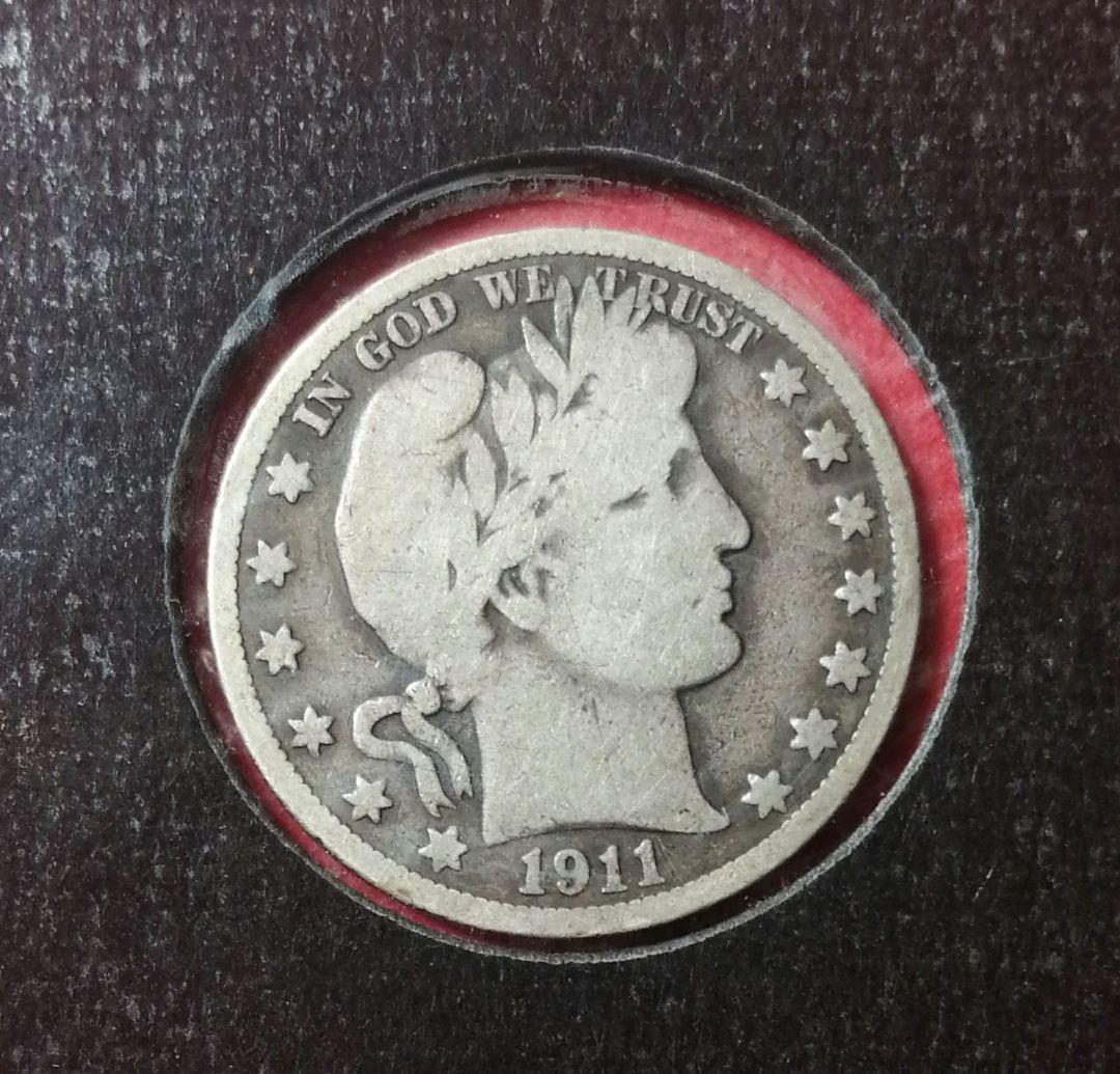 1911年バーバー・ハーフダラー銀貨。